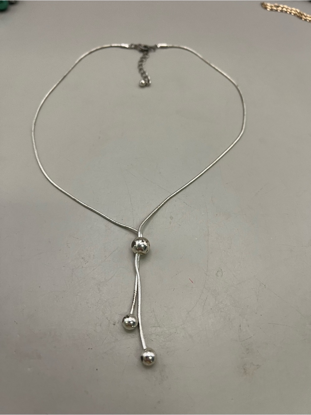Silver Tone Adjustable Lariat Necklace - - Picture 3 of 4
